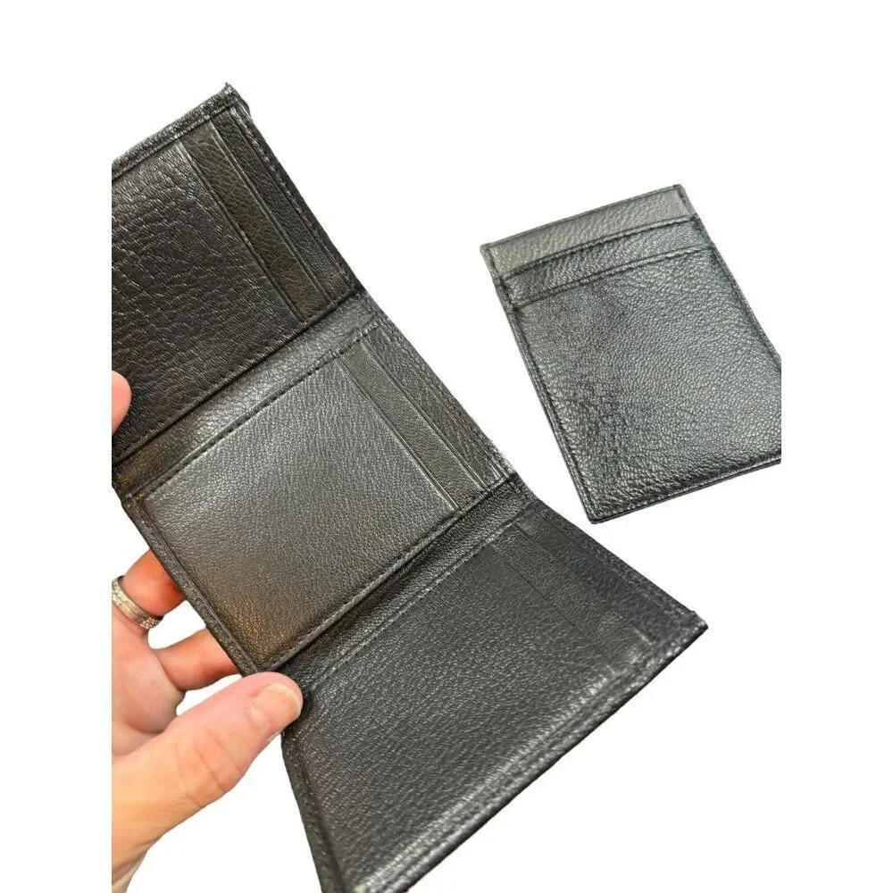 Men's Black Leather Wallet With Card Holder & ID Window
